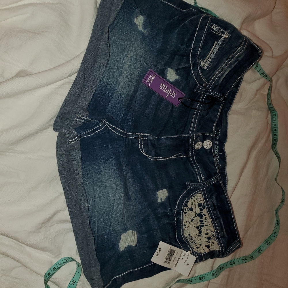 Selina Dark Blue Distressed Jean Shorts